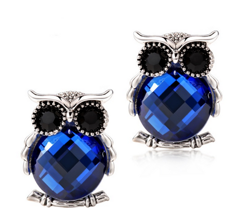 Diamond Rhinestone Crystal Owl Stud Earrings