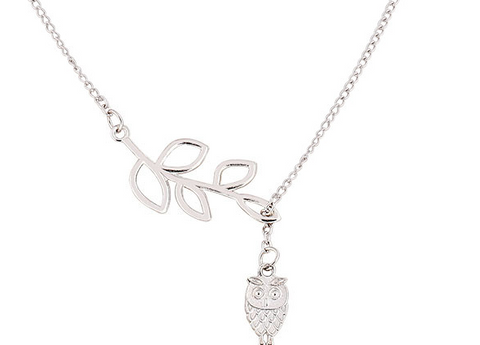 Luxury Leaf long chain Necklace Owl Pendants jewelry