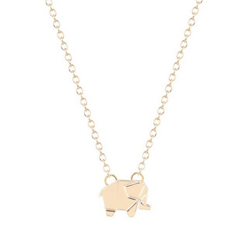 Origami Elephant Geometric Origami Animal Necklace