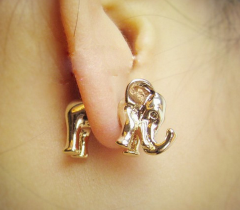 Single Elephant Stud Earrings