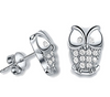 Cubic Zircon Stud Owl Earrings