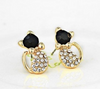 Fashion Jewelry Lovely Rinestone Cat Stud Earrings