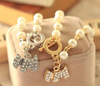 Lovely Crystals Dog Simulated Pearls Beards Chain Bracelet