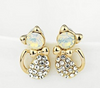 Fashion Jewelry Lovely Rinestone Cat Stud Earrings