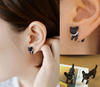 Black Cat Pearl Stud Earrings Jewelry