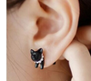 Black Cat Pearl Stud Earrings Jewelry