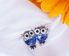 Crystal Owl Stud Earrings Cute Fashion Ruby Jewelry