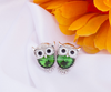 Crystal Owl Stud Earrings Cute Fashion Ruby Jewelry