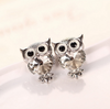 Crystal Owl Stud Earrings Cute Fashion Ruby Jewelry